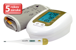 Tlakomer Microlife BP 3AG1 zlatý + teplomerom MT 3001 + Adaptér ZDARMA